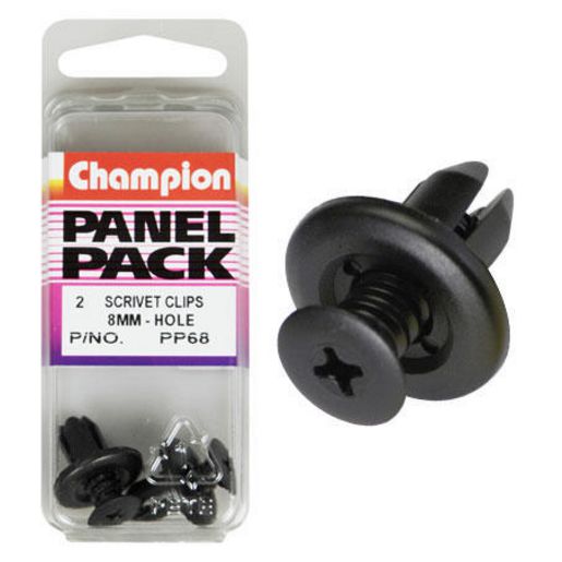 Champion Push Rivet Black 12.5mm Len 8.4-10.2mm Hole 18mm