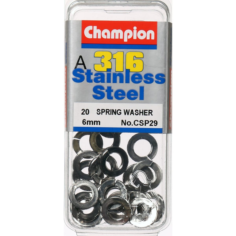 Champion Spring Washer Stainless 6mm 20Pk CSP29