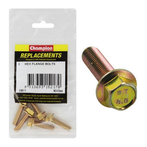 Champion Hex Screw Set Flanged HT M8 x 30mm 5Pk C495-11
