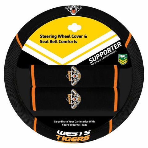 NRL Steering Wheel Cover/Seat Belt Cover Set - Wests