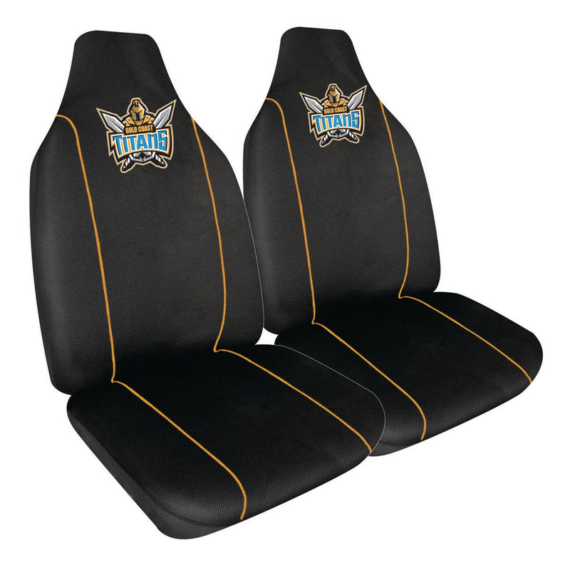 NRL Front Car Seat Covers Polyester, Black/Yellow - Pair
