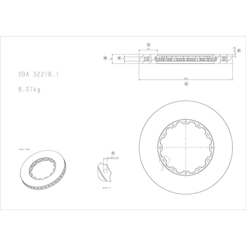 DBA T3 5000 Replacement Brake Rotor Single 320mm Front