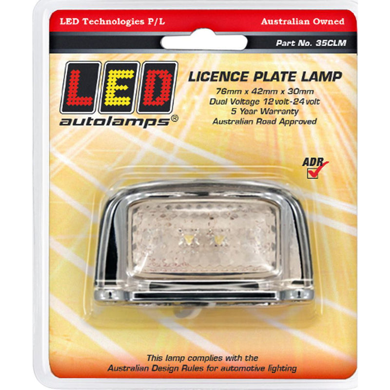 LED Autolamps Licence Plate Lamp with Chrome Bracket and