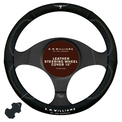 R.M. Williams Leather Steering Wheel Cover 380mm Black
