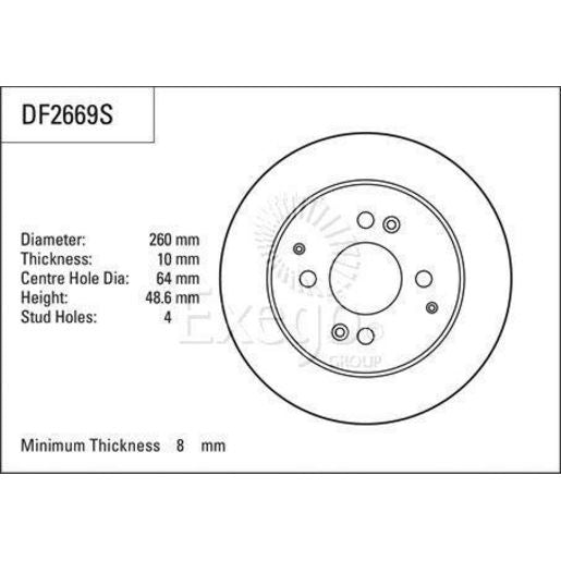TRW Brake Rotor 260mm Rear DF2669S