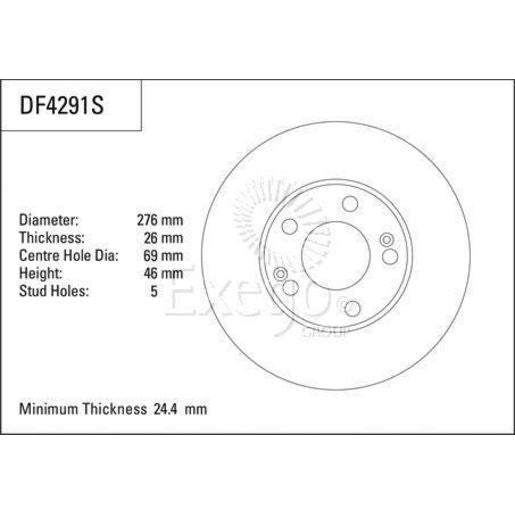 TRW Brake Rotor 276mm Front DF4291S