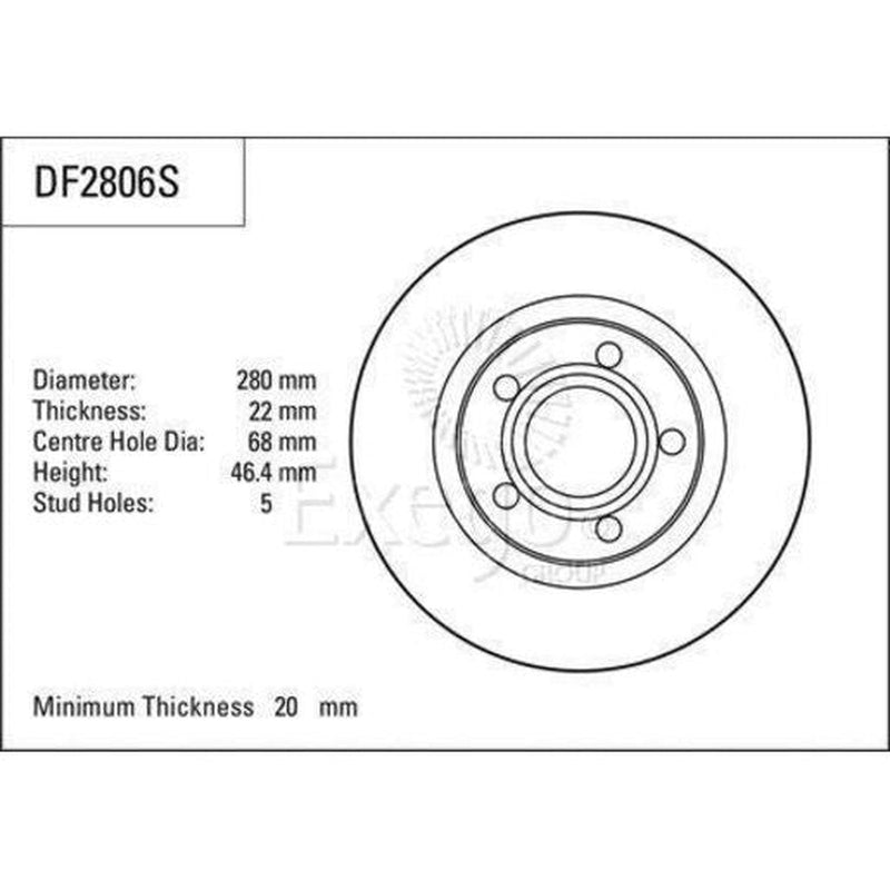TRW Brake Rotor Pair 280mm Front DF2806S