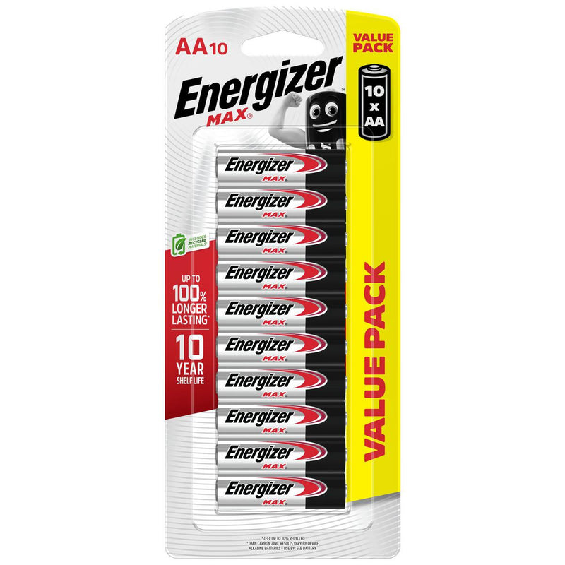 Energizer Max AA Batteries 10 Pack E91HP10TN