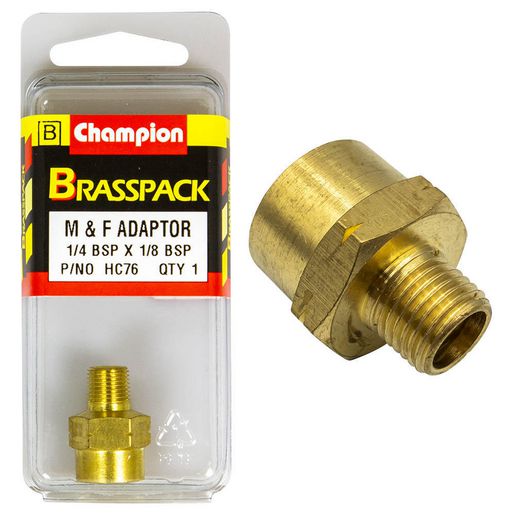 Champion Brass Male Female Adaptor 1/4 BSP x 1/8 BSP HC76