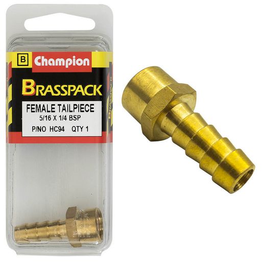 Champion Brass Female Barb 5/16 Hose x 1/4 BSP HC94