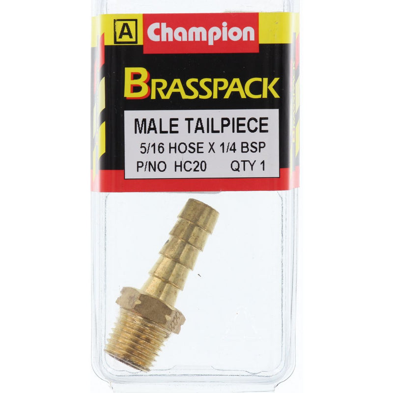 Champion Brass Male Barb 5/16 Hose x 1/4 BSP HC20