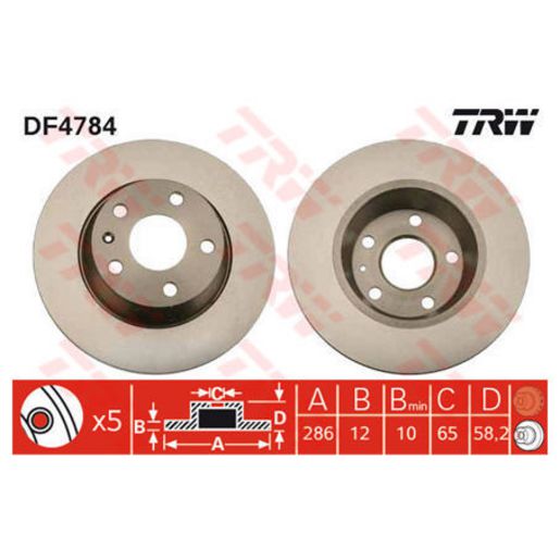 TRW Brake Rotor Single Rear DF4784S