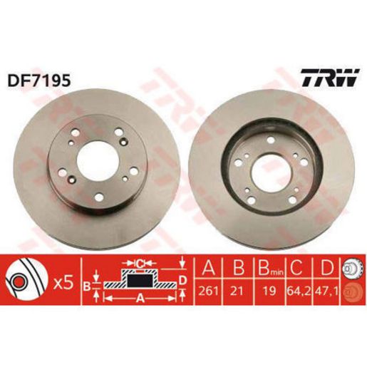TRW Brake Rotor 262mm Front DF7195S