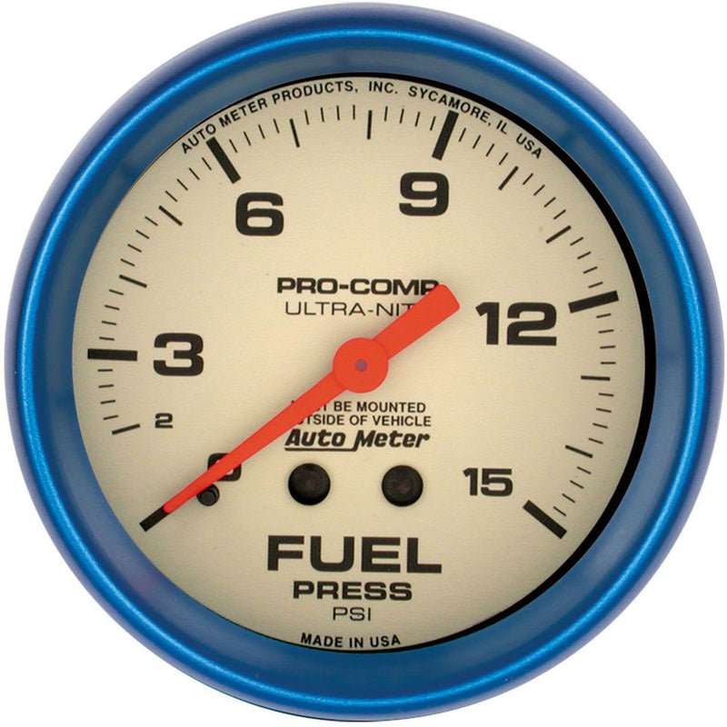 Autometer Ultra Nite 2-5/8in Fuel Pressure Gauge 0-15PSI