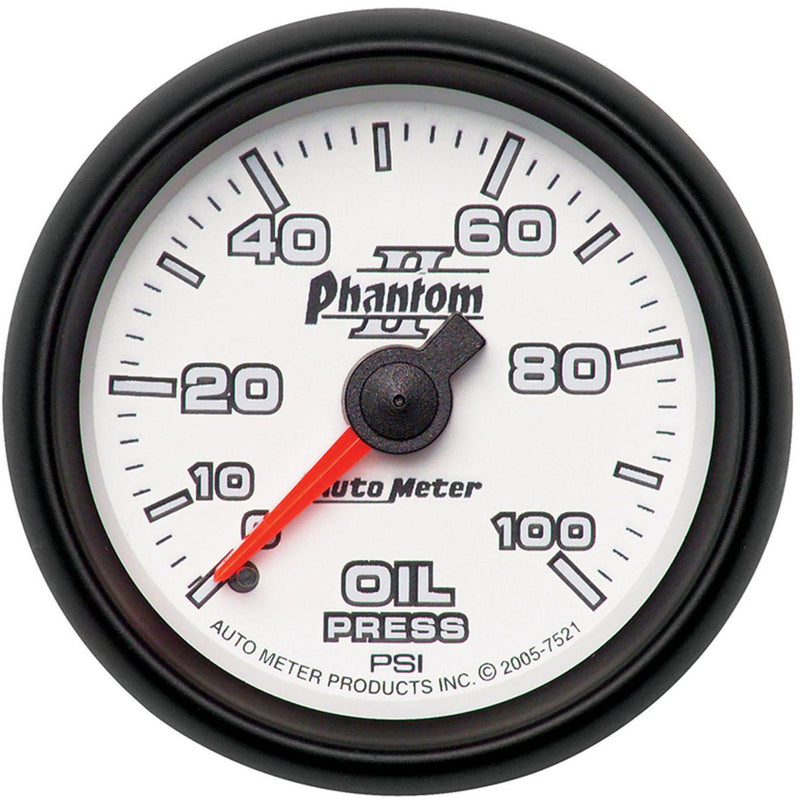 Autometer Phantom II 2-1/16in Oil Pressure Gauge 0-100PSI
