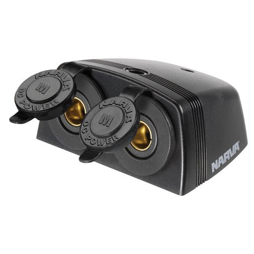 Narva HD Twin Surface Mount Socket Merit Black 81162BL