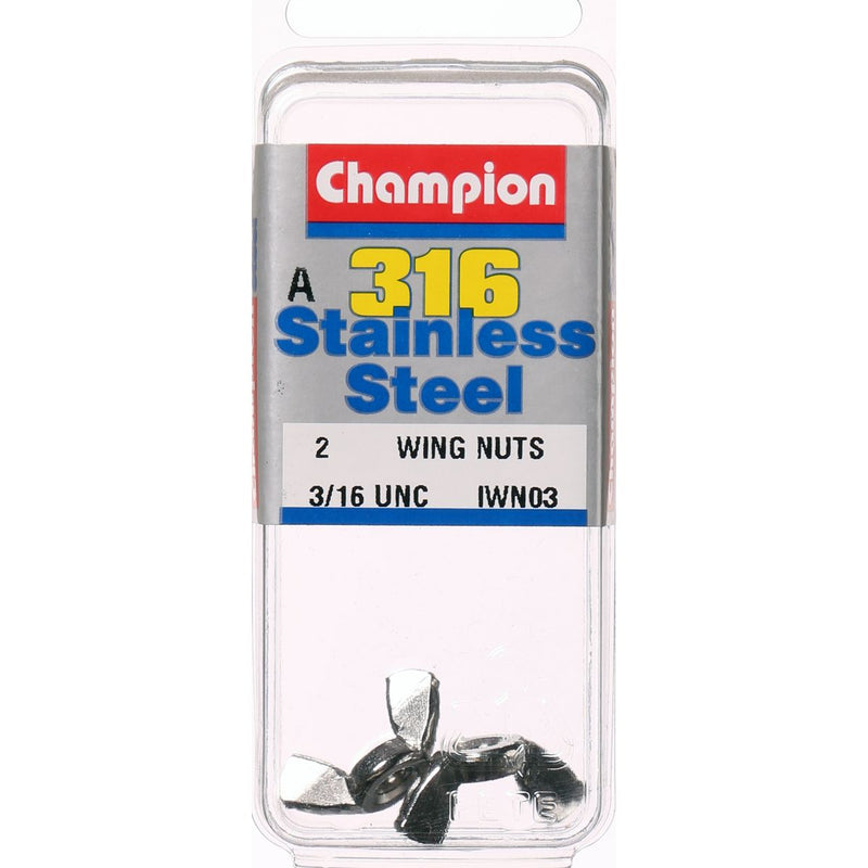 Champion Fasteners Wing Nut Stainless Steel 3/16In Unc
