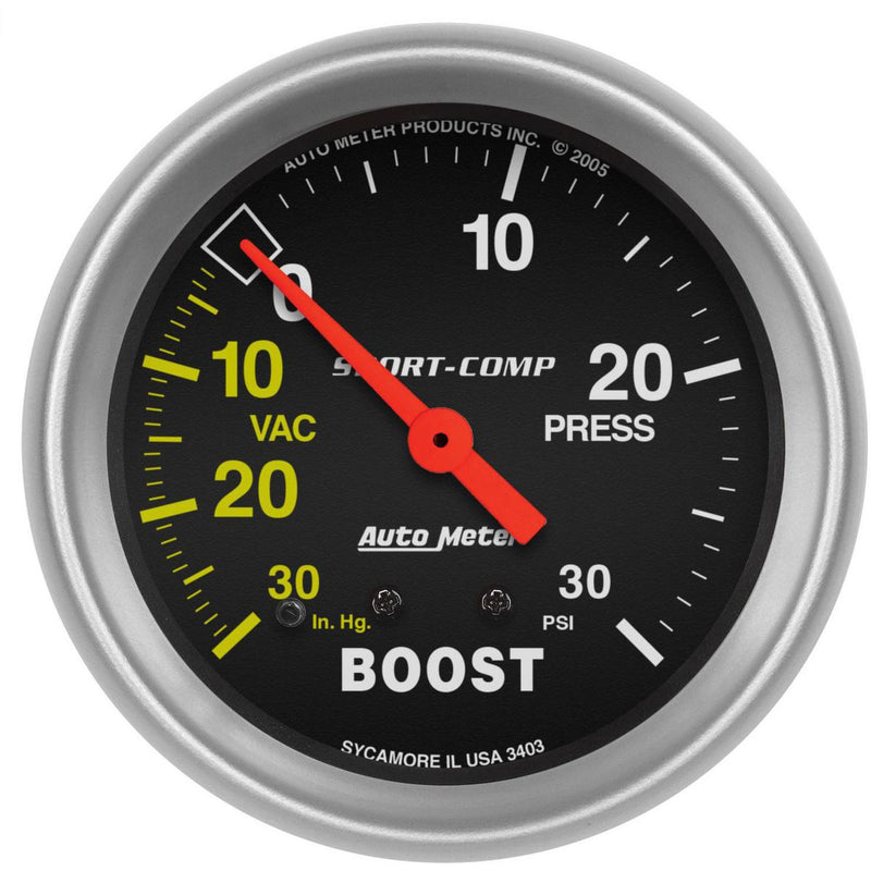 Autometer Sport-Comp 2-5/8in Boost/Vacuum Gauge 30in/Hg