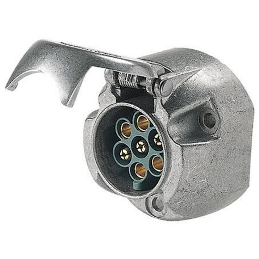Hella Trailer Socket 7 Pin Round Large - Metal -