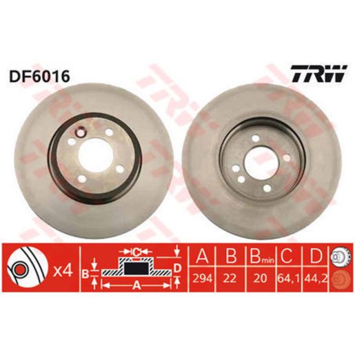 TRW Disc Brake Rotor 294mm DF6016S