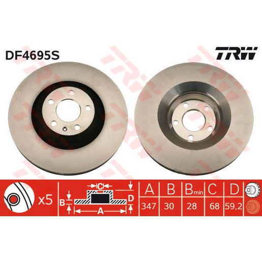 TRW Brake Rotor Front DF4695S