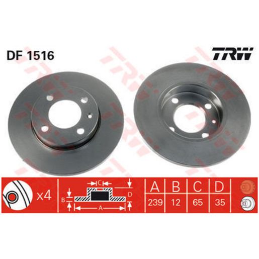TRW Brake Rotor Single 239mm Front DF1516S