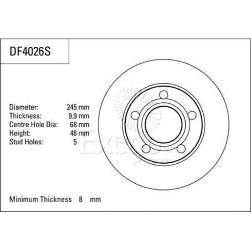 TRW Brake Rotor Single 245mm Rear DF4026S