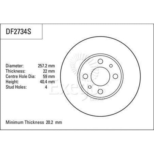 TRW Brake Rotor Single 257mm Front DF2734S