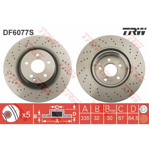 TRW Brake Rotor Front DF6077S