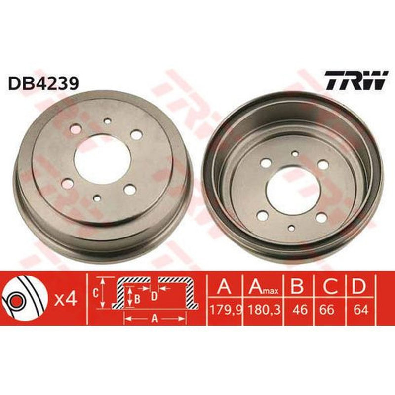 TRW Drum Brake Pair 180.3mm DB4239