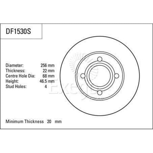 TRW Brake Rotor Single 256mm Front DF1530S