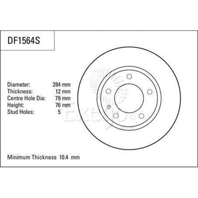 TRW Brake Rotor Pair 284mm Front DF1564S
