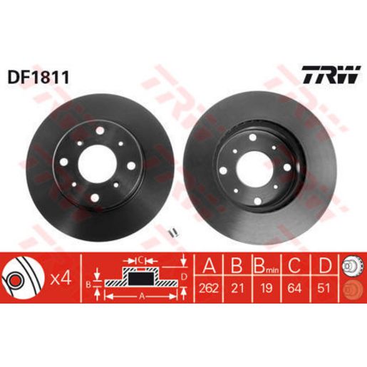TRW Disc Brake Rotor 262Mm DF1811S