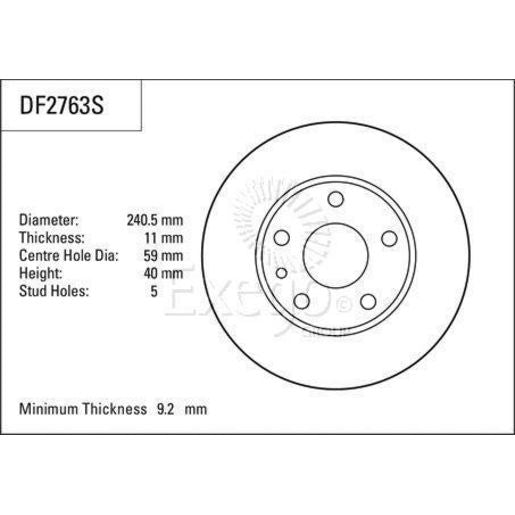 TRW Brake Rotor Pair 240.5mm Rear DF2763S