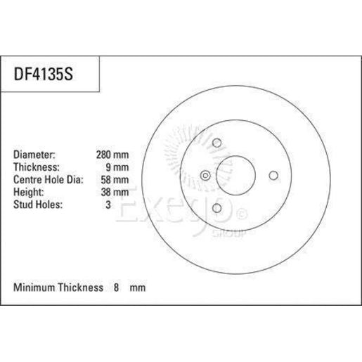 TRW Brake Rotor Pair 280mm Front DF4135S