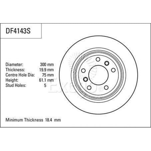 TRW Brake Rotor Pair 300mm Rear DF4143S