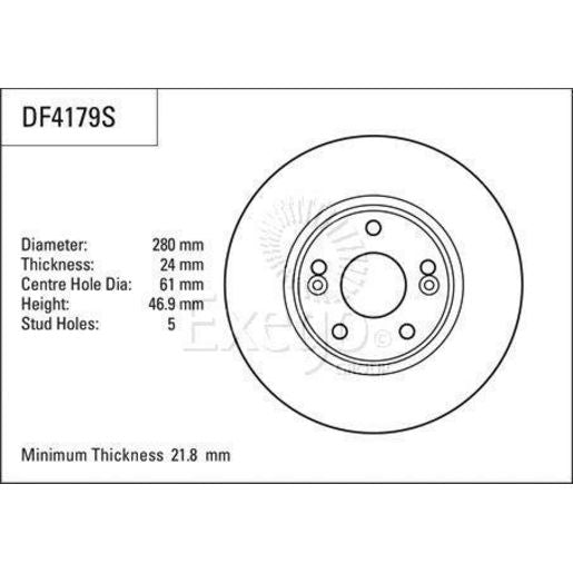 TRW Brake Rotor Pair 280mm Front DF4179S