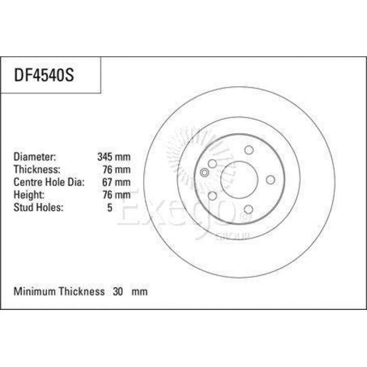 TRW Disc Brake Rotor 345Mm DF4540S