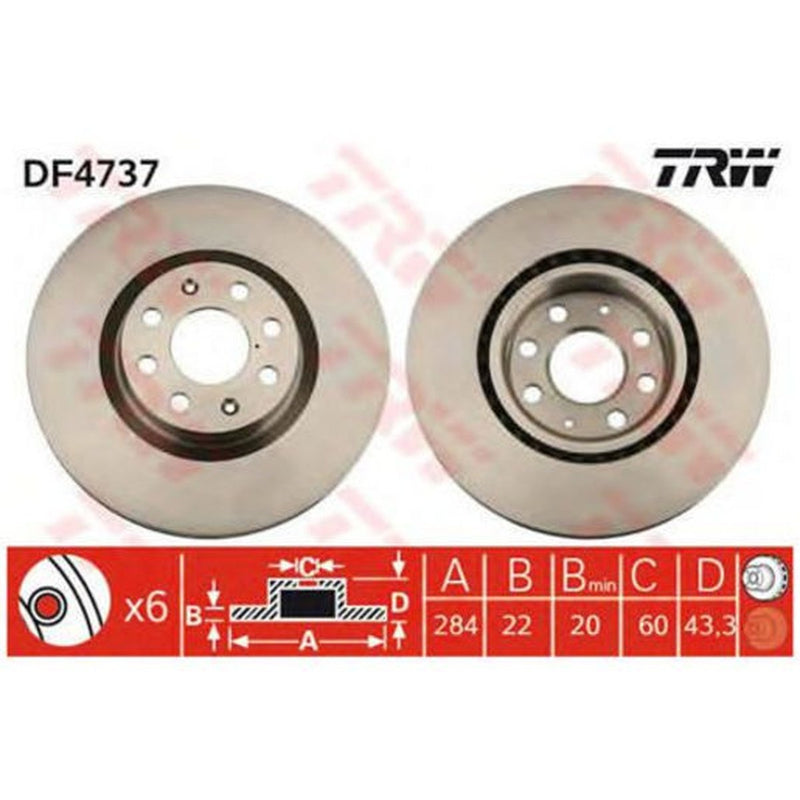 TRW Brake Rotor Pair Front DF4737S