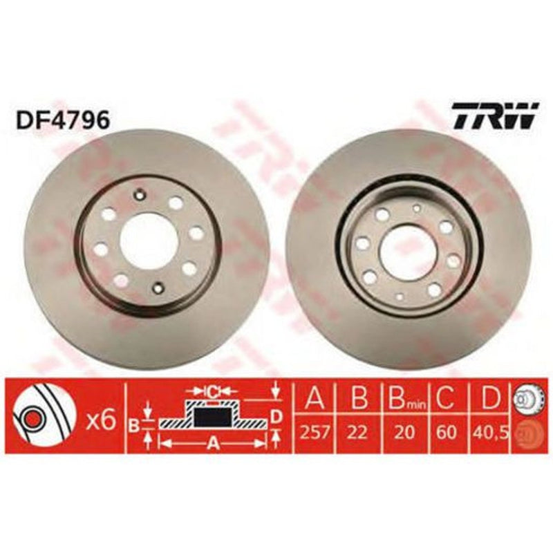 TRW Brake Rotor Pair Front DF4796S