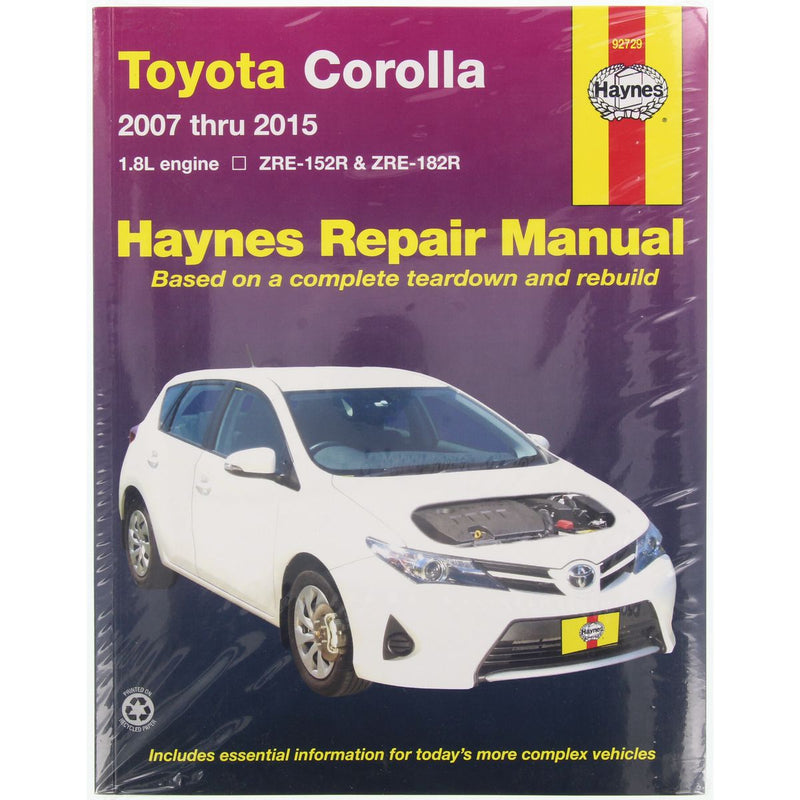Haynes Repair Manual Suits Toyota Corolla 07-15 92729