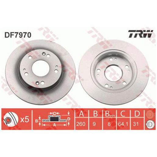 TRW Disc Brake Rotor 260Mm DF7970S
