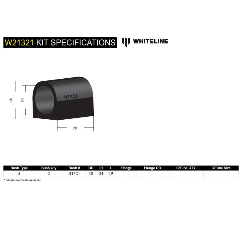 Whiteline W21321 Sway Bar Mount Bushing