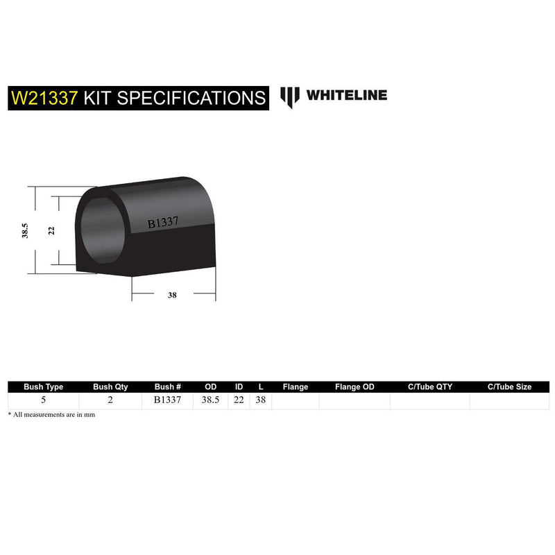 Whiteline W21337 Sway Bar Mount Bushing