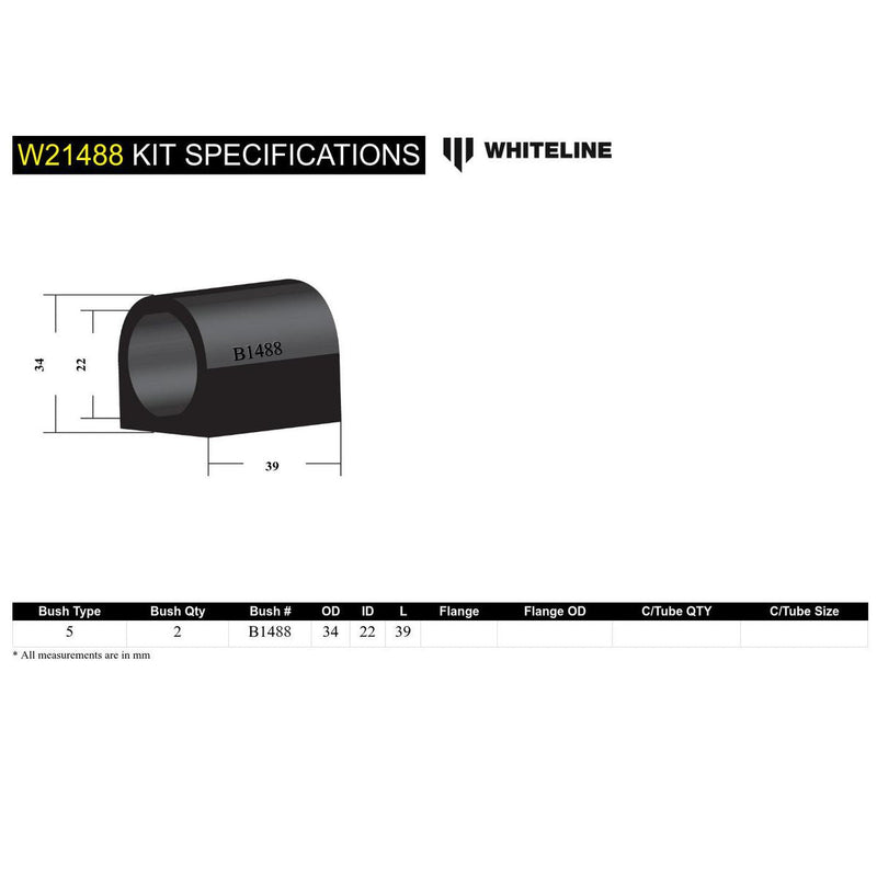 Whiteline W21488 Sway Bar Mount Bushing