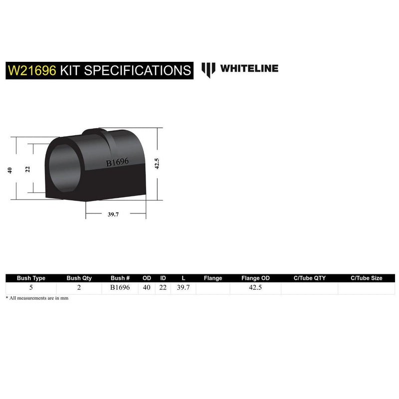 Whiteline W21696 Sway Bar Mount Bushing