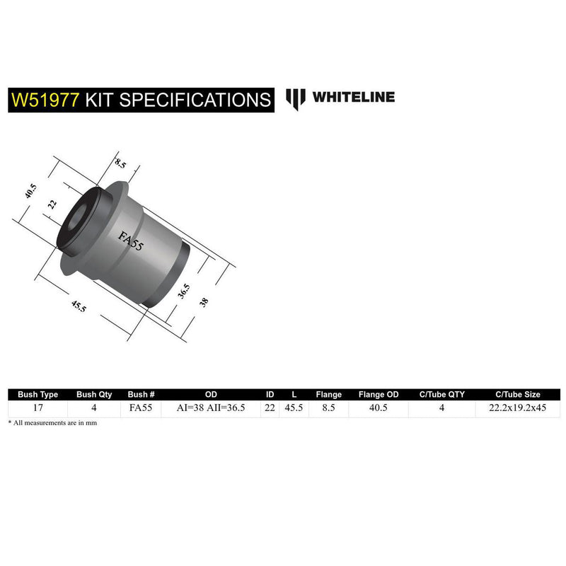 Whiteline W51977 Control Arm Upper Bushing