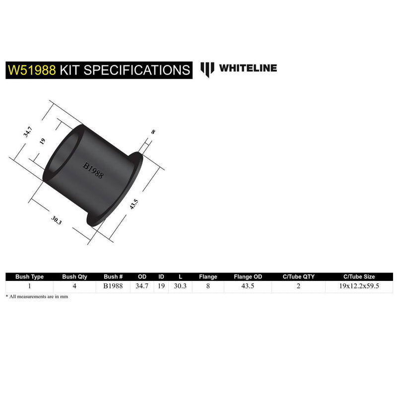 Whiteline W51988 Control Arm Lower Inner Front Bushing