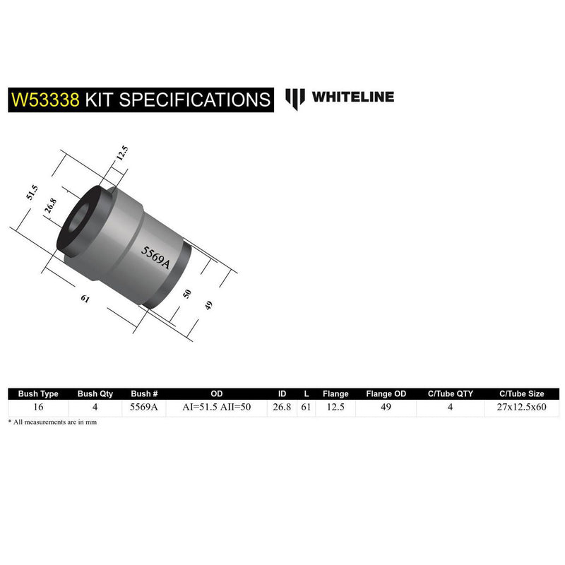 Whiteline W53338 Control Arm Upper Bushing