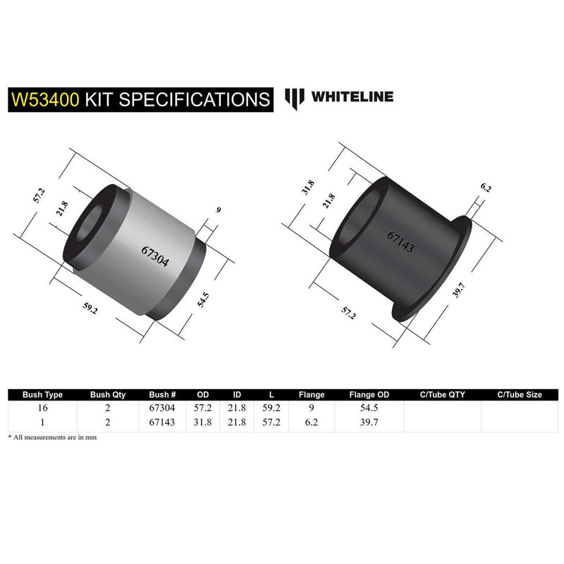 Whiteline W53400 Control Arm Lower Inner Rear Bushing